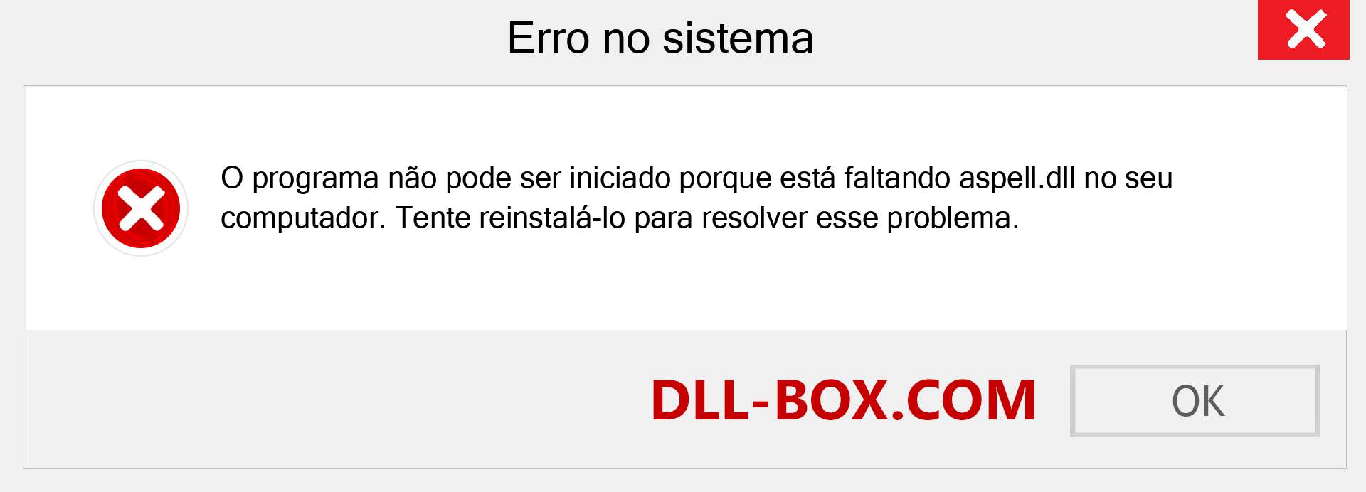 Arquivo aspell.dll ausente ?. Download para Windows 7, 8, 10 - Correção de erro ausente aspell dll no Windows, fotos, imagens